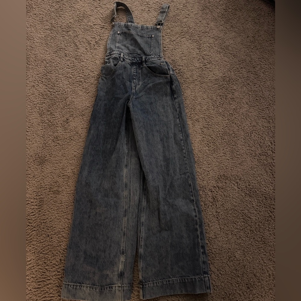 WeWoreWhat Dark Blue Wide-Leg Denim Overalls